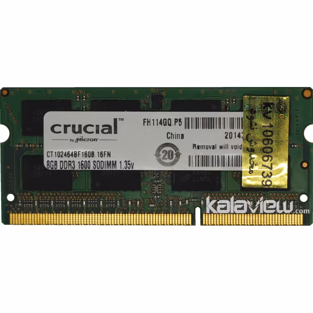 رم لپ تاپ کروشیال 8GB مدل DDR3L باس 1600MHZ-12800 چین CT102464BF160B.16FN تایمینگ CL11