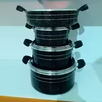سرویس قابلمه 7 پارچه گرانیت زنبوری طرح چدن برند ضرغام💙(کیژان)