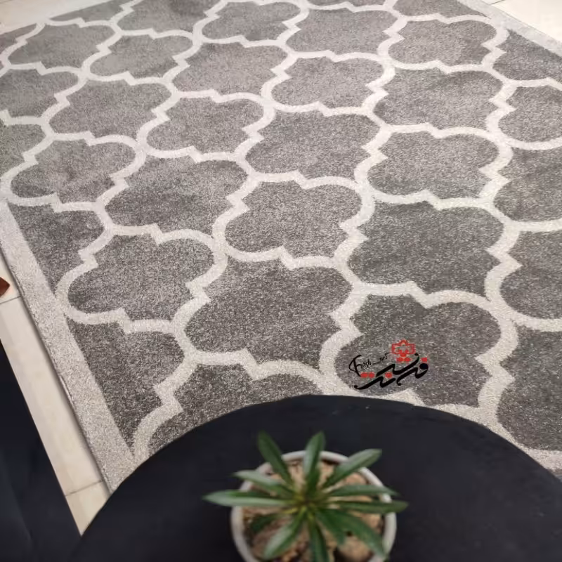 گلیم فرش ساوین طرح 4045 طوسی سایز 50 در 85