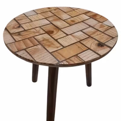 میز عسلی چوبی تکه های چوب کاج و رزین