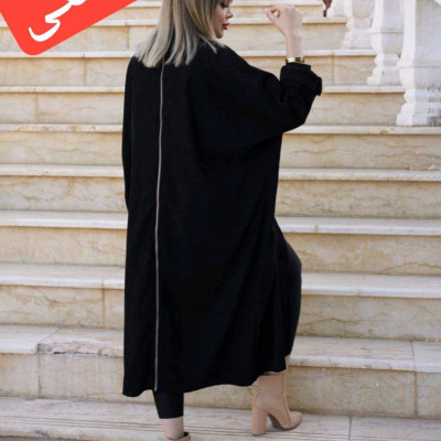 پالتو پانچ زیبا و خاص مخمل کبریتی پشت زیپ عبایی