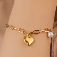 دستبند استیل مدل قلب رنگ ثابت ضد حساسیت  AAD-101