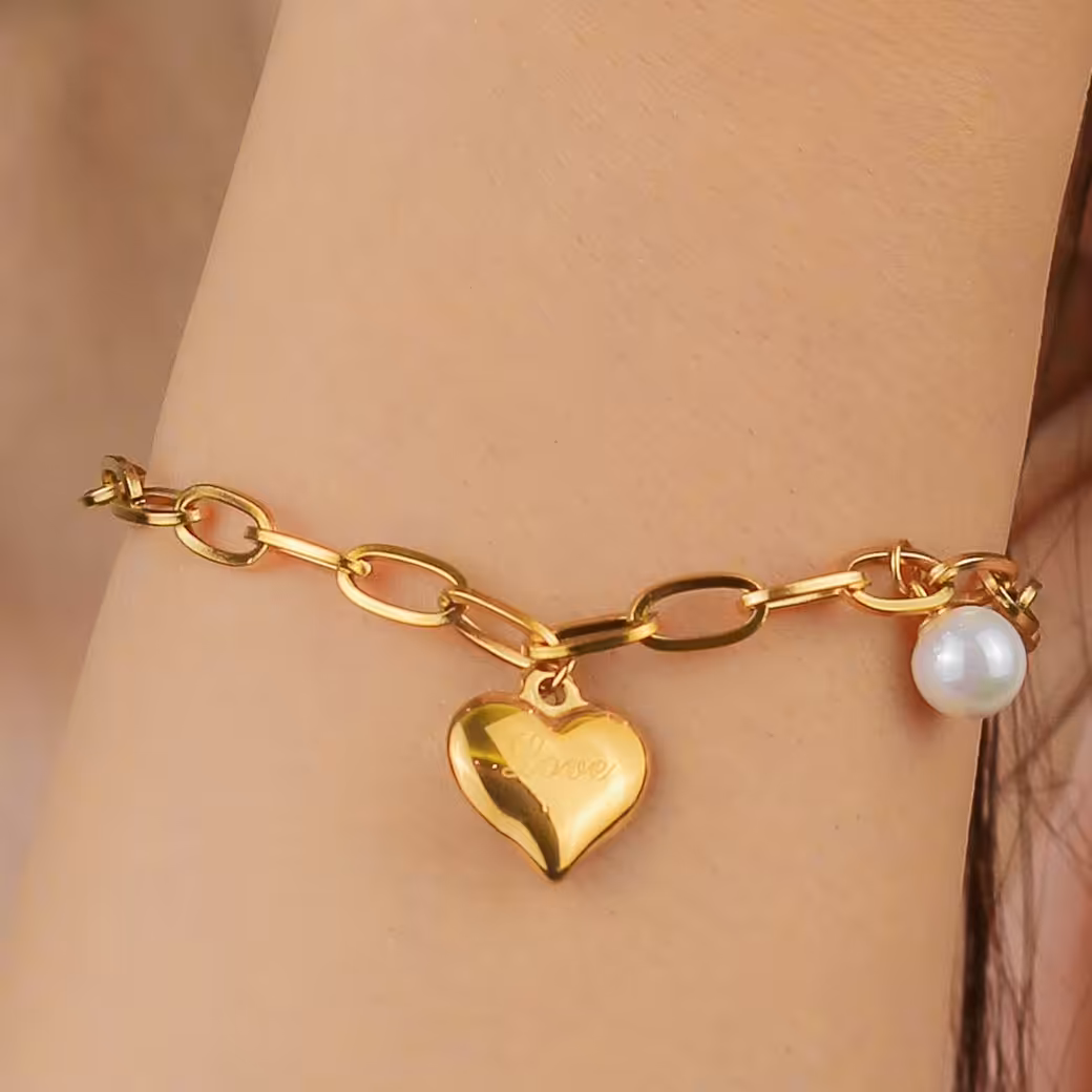 دستبند استیل مدل قلب رنگ ثابت ضد حساسیت  AAD-101