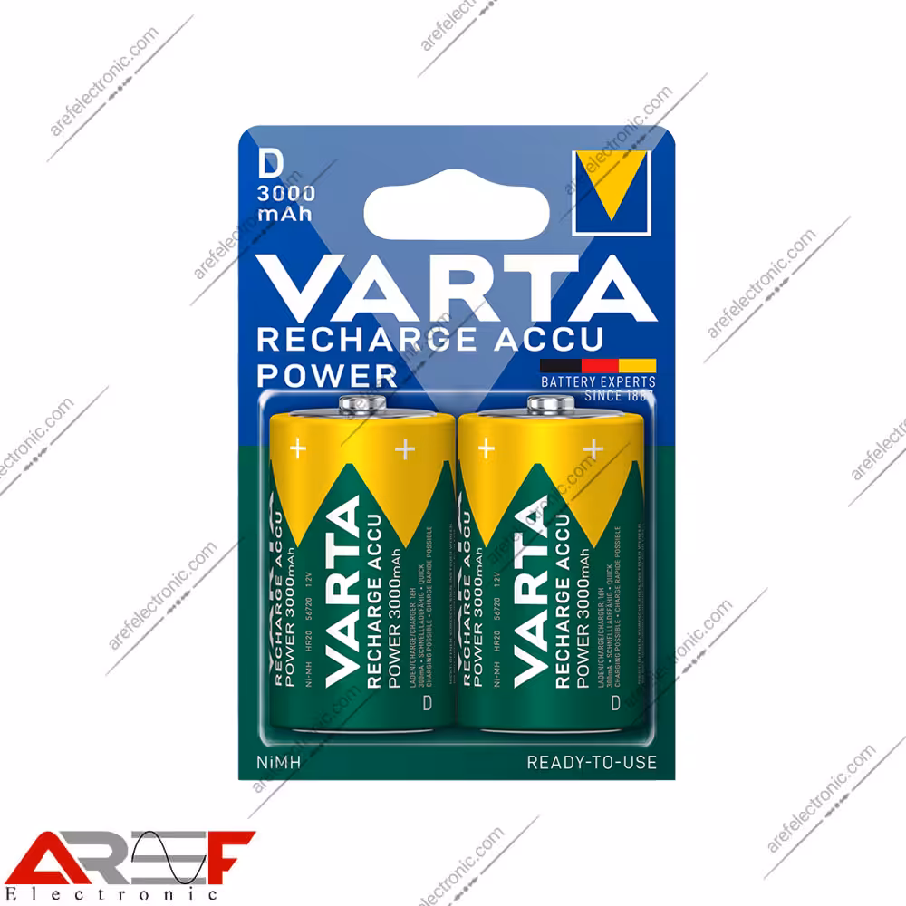 باطری سایز D شارژی وارتا 3000میلی آمپر - فروشگاه عارف الکترونیک