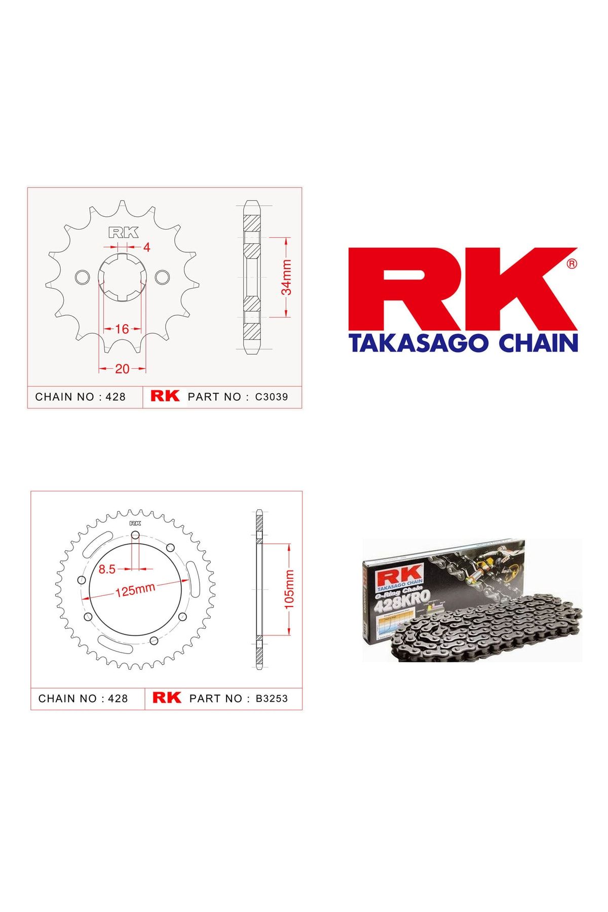 XT 125 X RK O RING GEAR 428 SO 14 48T 2004 Yamaha