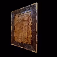 تابلو چوبی منبت طرح حضرت یونس در شکم ماهی