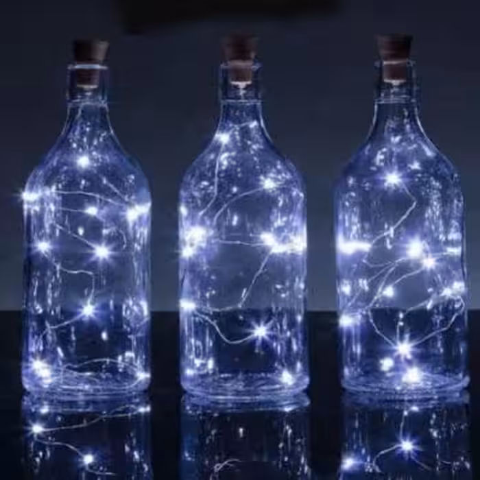 مجموعه 4 عددی ریسه LED مفتولی سفید مهتابی دو متری طرح درب بطری