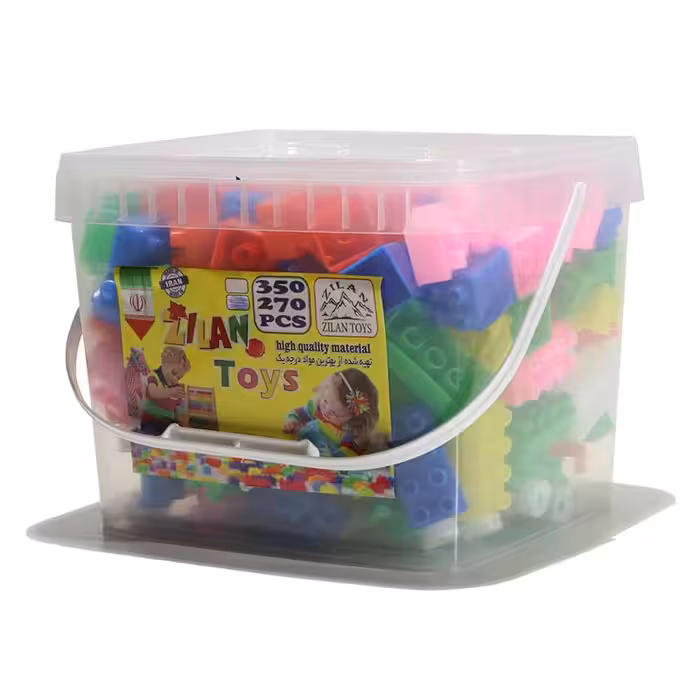 لگو خانه سازی-مکعب خانه سازی 270قطعه سطلی-مکعب پلاستیکی-آجر پلاستیکی-ساختنی