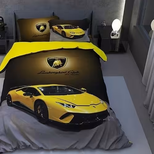 روتختی یک نفره به اضافه کاورکشدارساده دوعددروبالشی طرح ماشین کارتونی کیفیت عالی قابل شستشویی