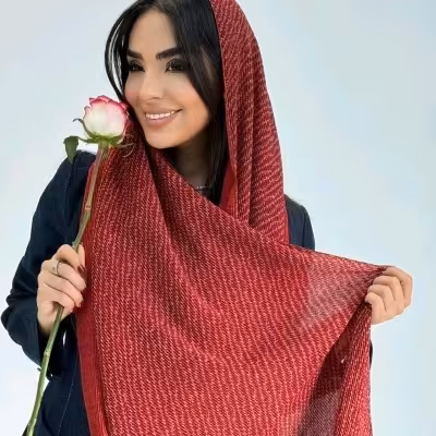 شال نخ پنبه پلیسه وارداتی رنگ چری