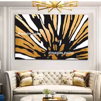 تابلو نقاشی ورق طلا ابعاد بزرگ طرح دکوراتیو کد 800