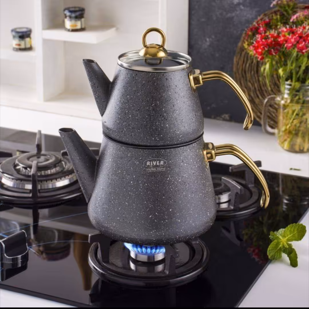 کتری و قوری گرانیتی برند ریور کد 5822 رنگ طوسی