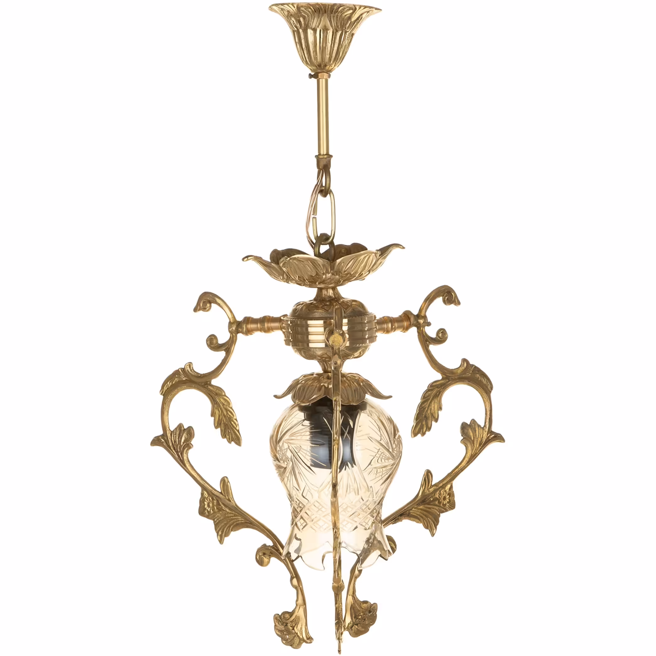 چراغ آویز تک شعله کلاسیک شاهان مدل طاووس 1022 جنس برنز گارانتی 3 ساله 