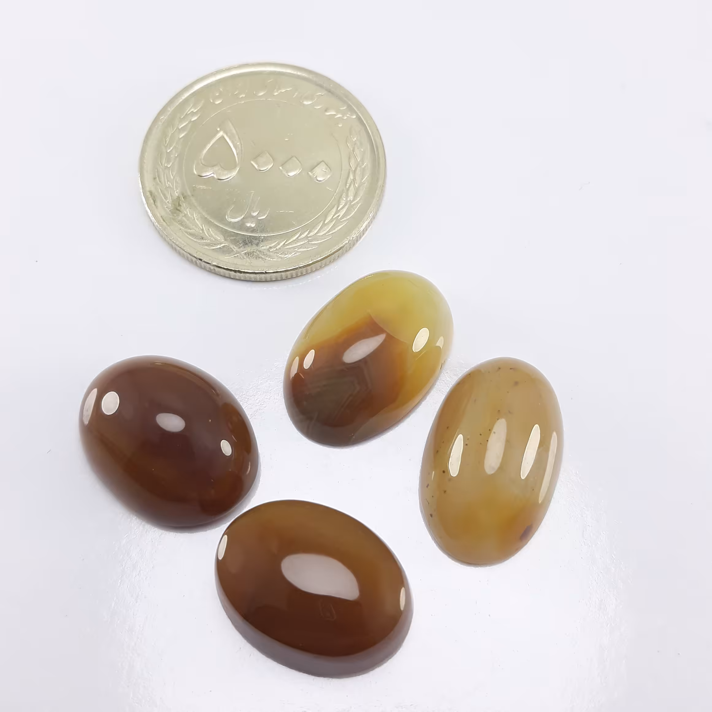 پک چهار عدد نگین عقیق جزع سلیمانی به ضمانت معدنی