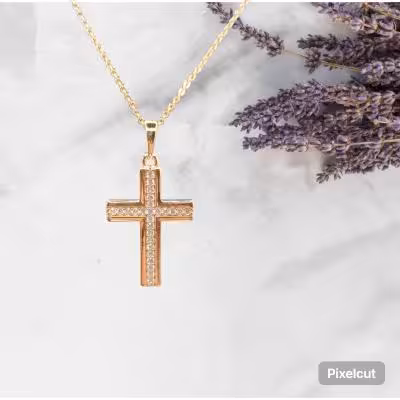 آویز طرح صلیب نگین دار ژوپینگ