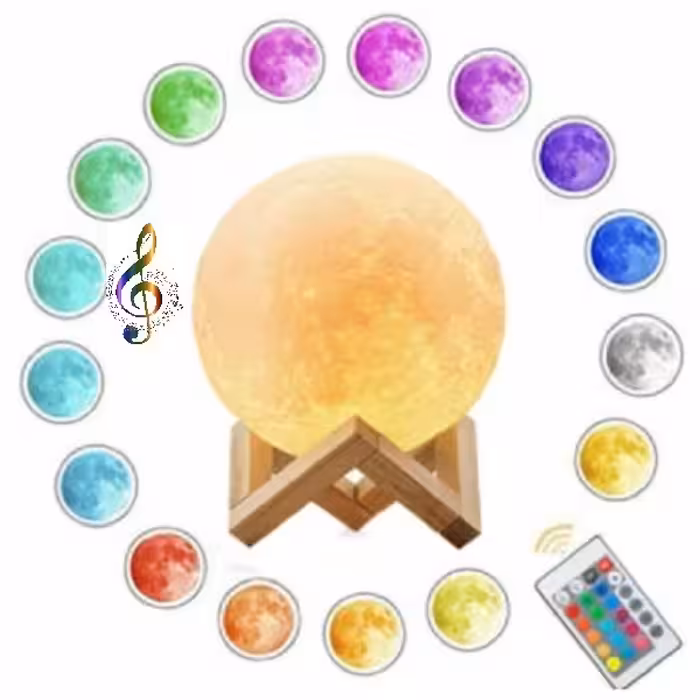 M4آباژور رومیزی مدل کره ماه 16 رنگ ریموت دار و حسگر ریتم موسیقی و صدا 