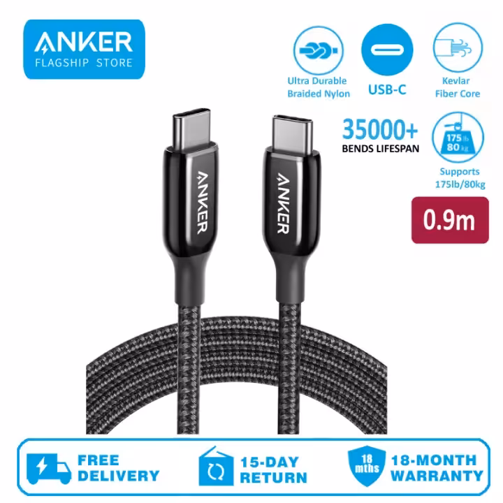 کابل USB-C انکر مدل A8862 طول 0٫9 متر (مشکی)