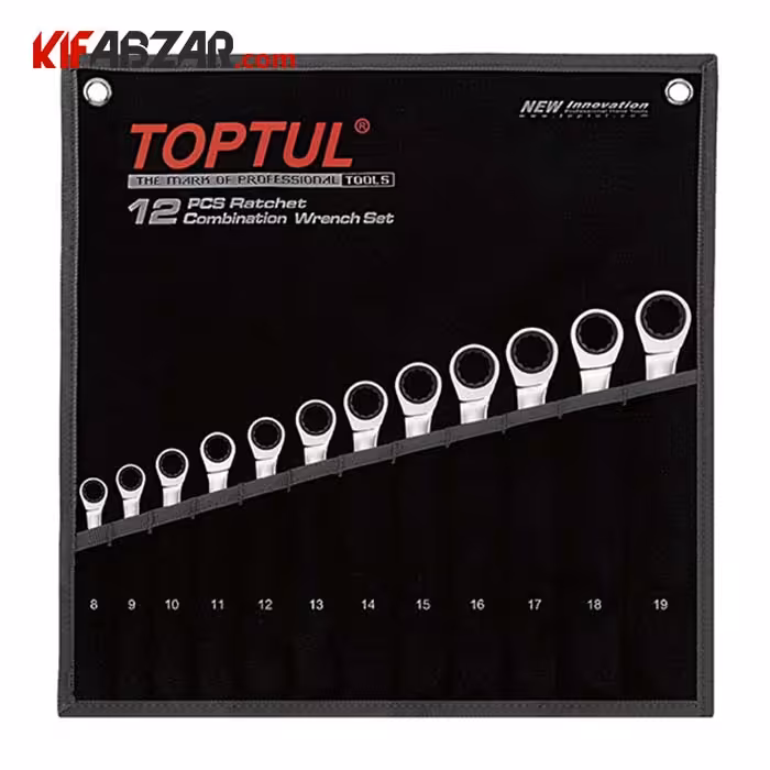 ست آچار یکسر تخت یکسر رینگ جغجغه ای 12 عددی تاپ تول مدل GPAQ1202