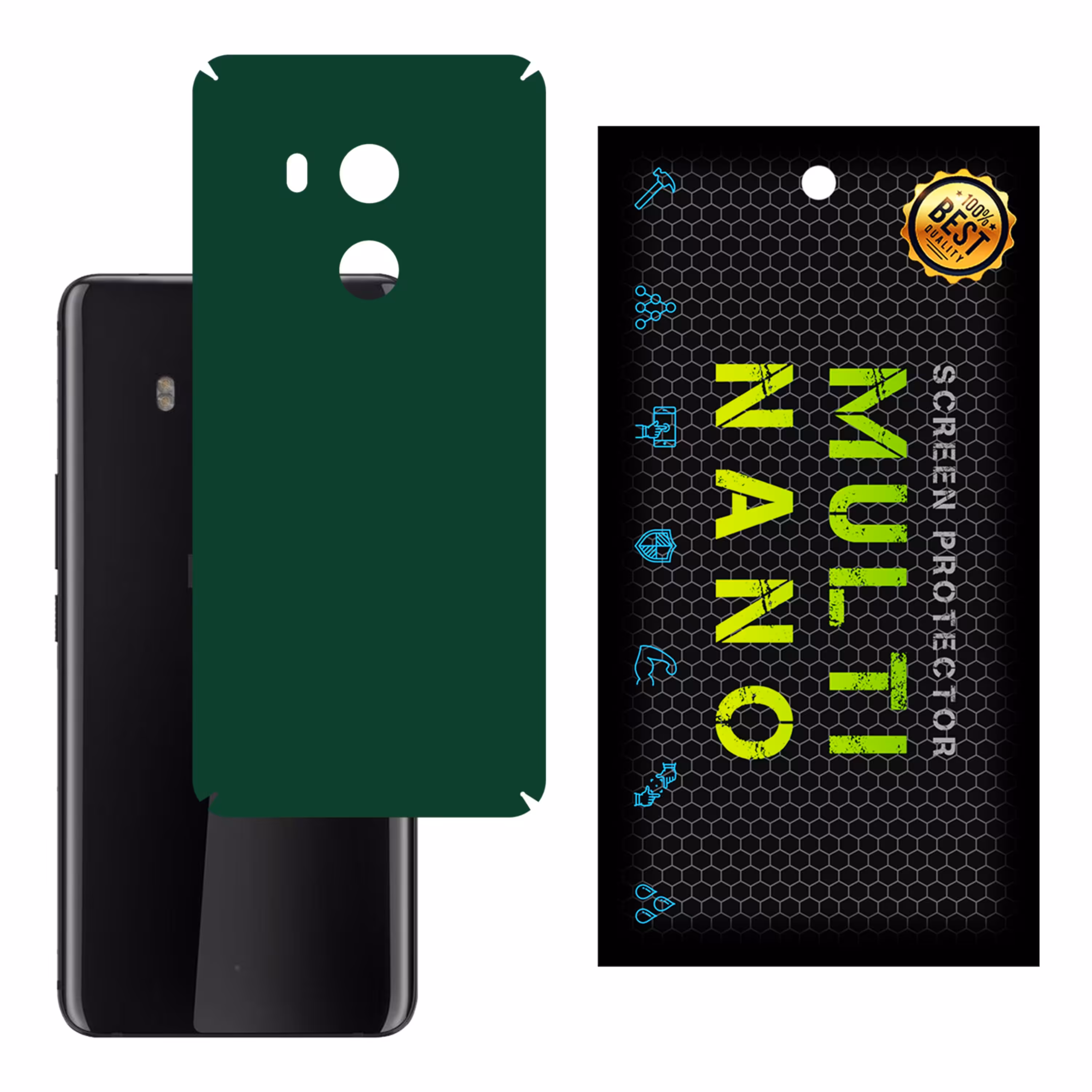 برچسب پوششی MultiNano مدل X-F1M-Green برای پشت موبایل  اچ تی سی U 11 Plus