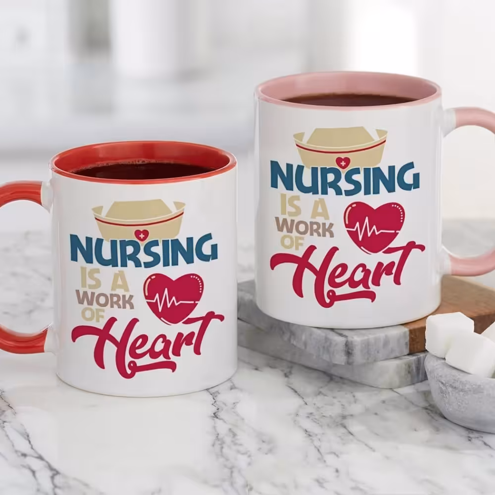 ماگ پرستار (لیوان) کد 8 مخصوص هدیه روز پرستار از جنس سرامیک با کیفیت درجه یک و رنگ قرمز