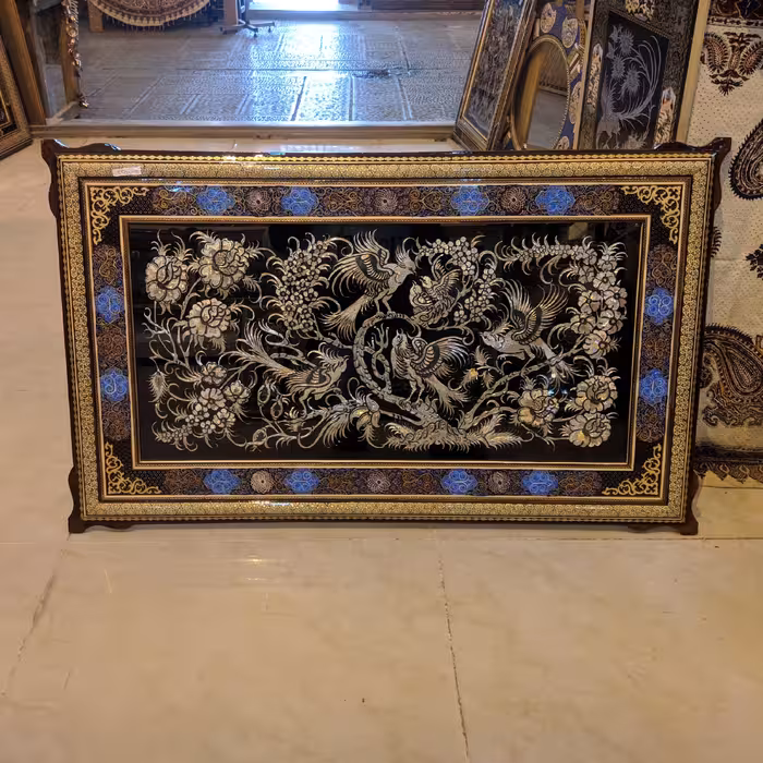 تابلو قلمزنی قاب خاتم تذهیب شاسی دار