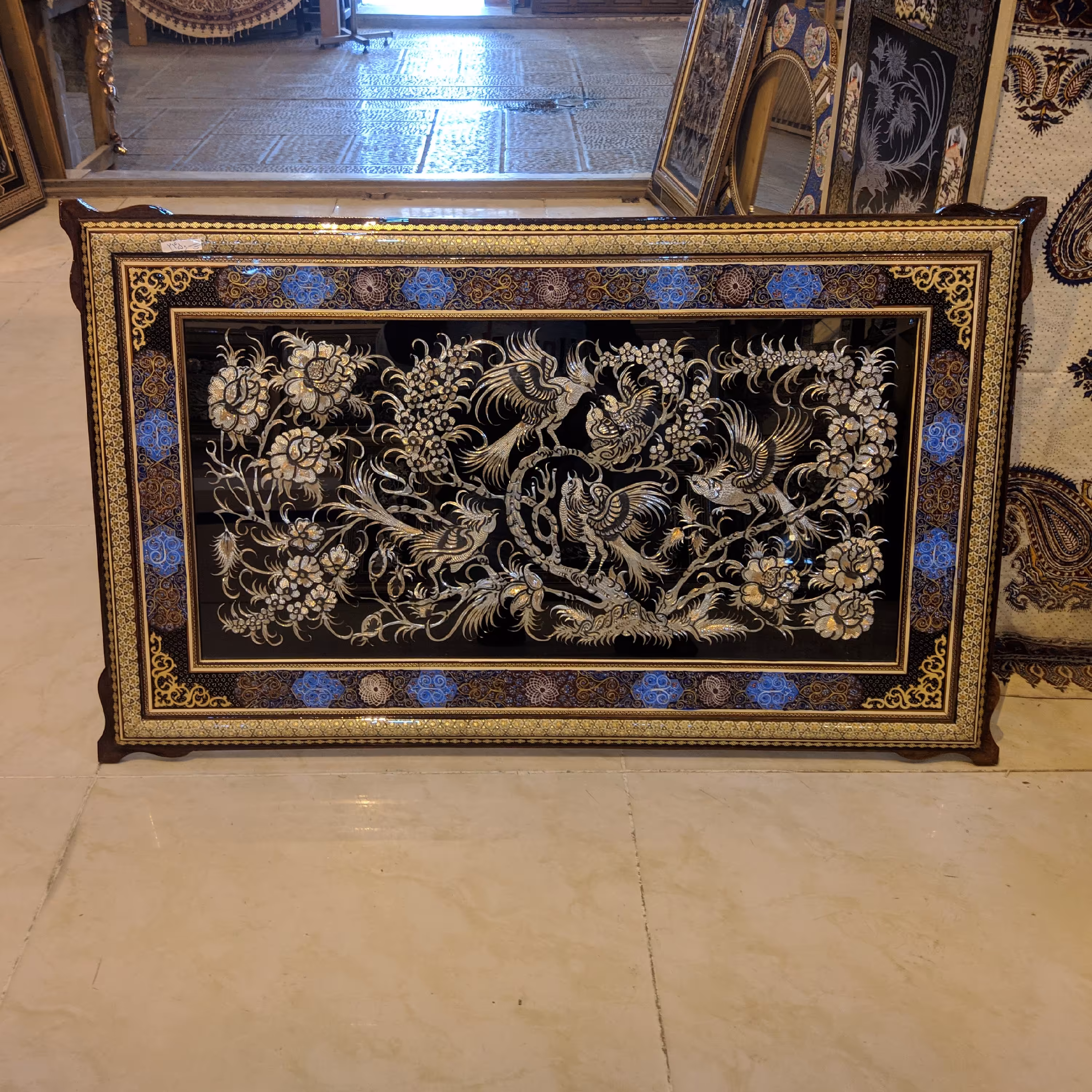 تابلو قلمزنی قاب خاتم تذهیب شاسی دار