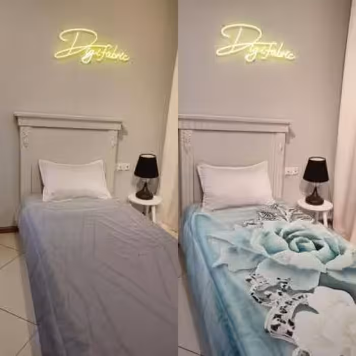 لحاف یک نفره طرح گل آبی