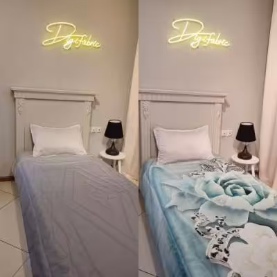 لحاف یک نفره طرح گل آبی