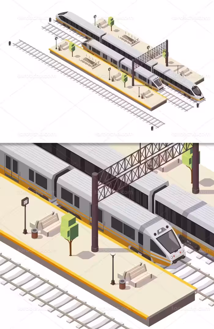 وکتور ایزومتریک راه آهن | گرافیک با طعم تربچه