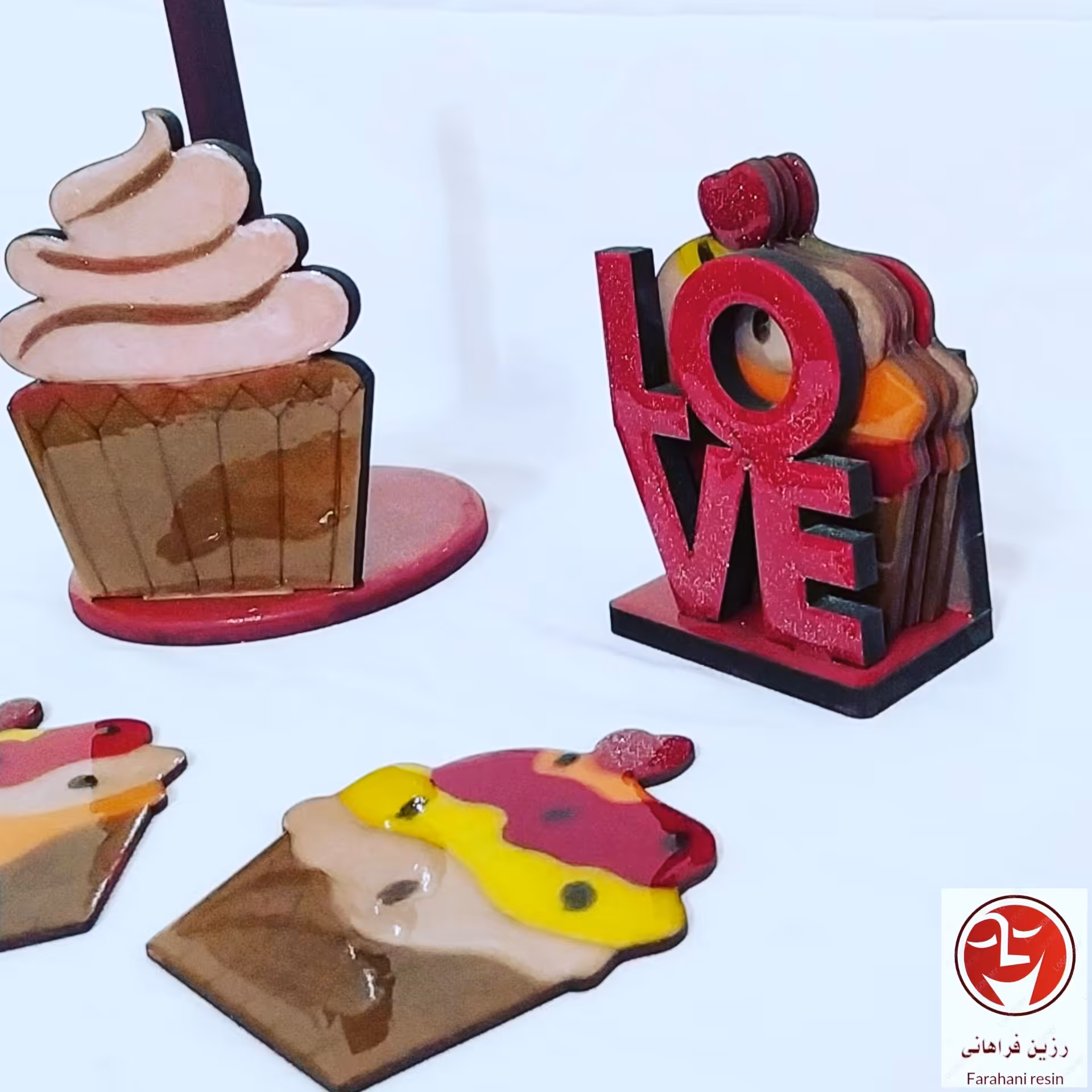 زیر لیوانی و جا دستمالی رزینی طرح بستنی 