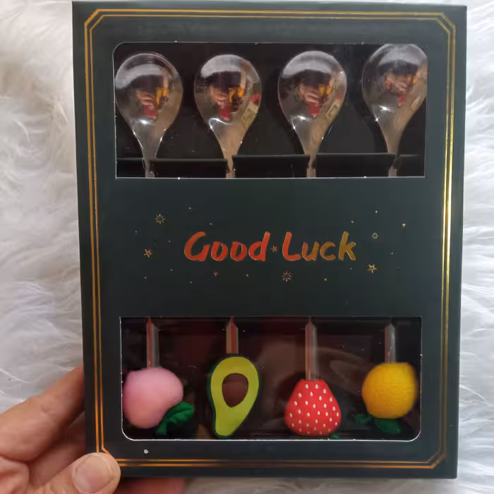 قاشق بستنی خوری و دسر طرح میوه دار 4عددی