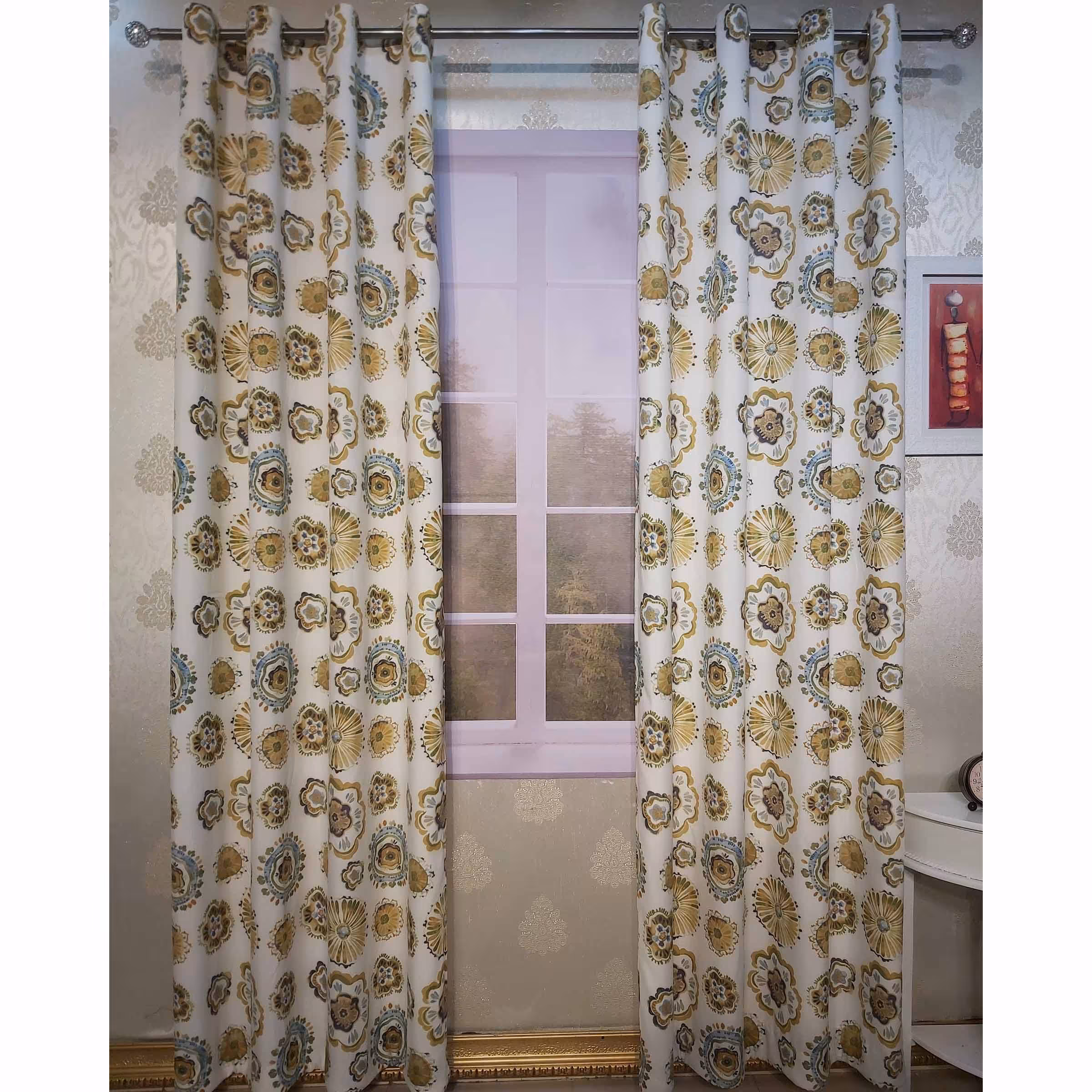 پرده پنل کتان هازان چاپی 