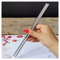 چاپستیک استیل یا چوب غذاخوری کره ای فلزی بادوام وارداتی