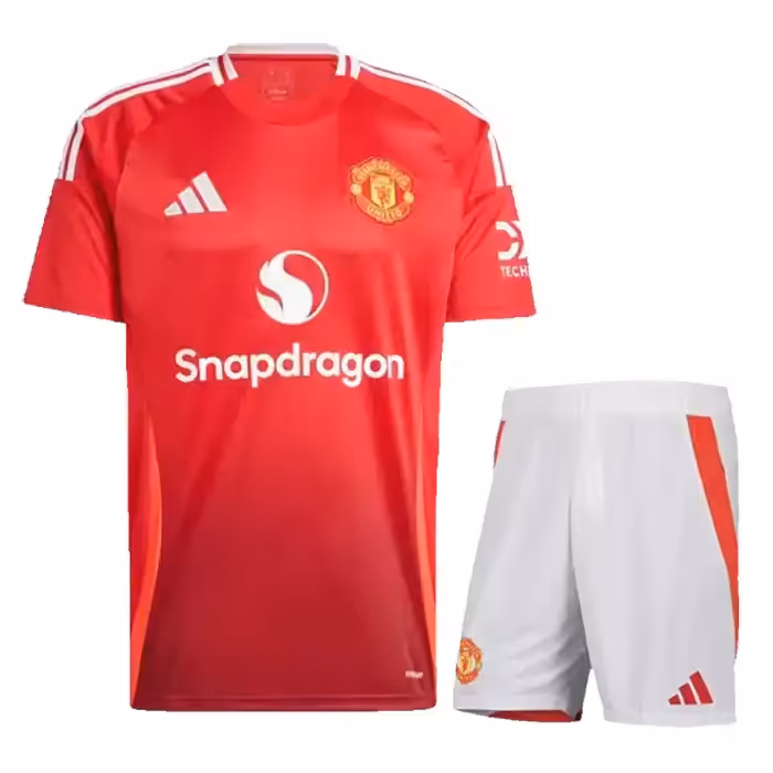 کیت اول منچستریونایتد 2025 هواداری ست پیراهن و شورت با لوگوی دوختی