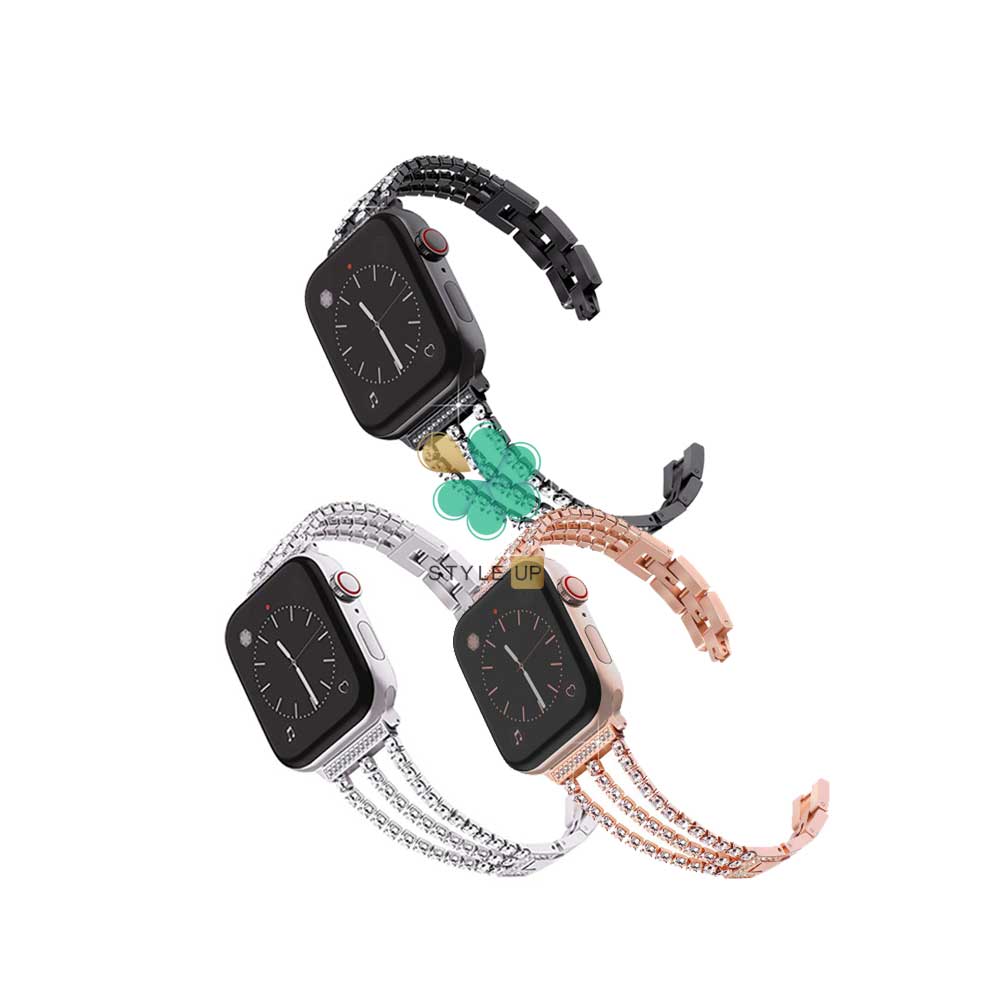 بند استیل ساعت اپل واچ Apple Watch 7 41mm مدل زنجیری نگین دار