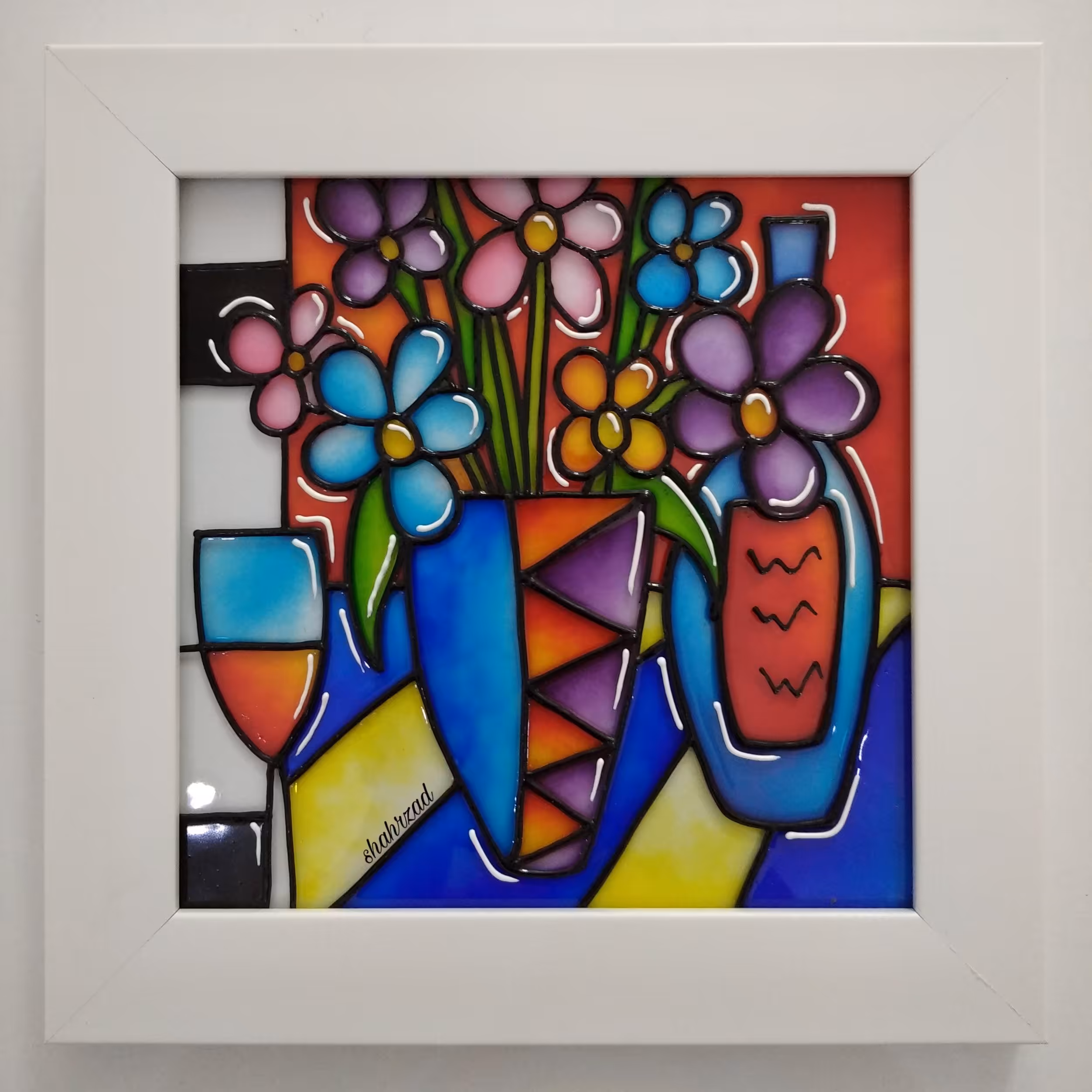 تابلو طرح فانتزی گل ویترای