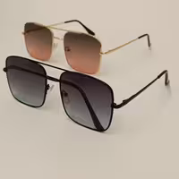 عینک آفتابی فلزی مربعی دوپل یونیسکس یووی400 police با ارسال رایگان به همراه جلدزیپی و دستمال 