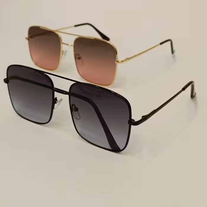 عینک آفتابی فلزی مربعی دوپل یونیسکس یووی400 police با ارسال رایگان به همراه جلدزیپی و دستمال 