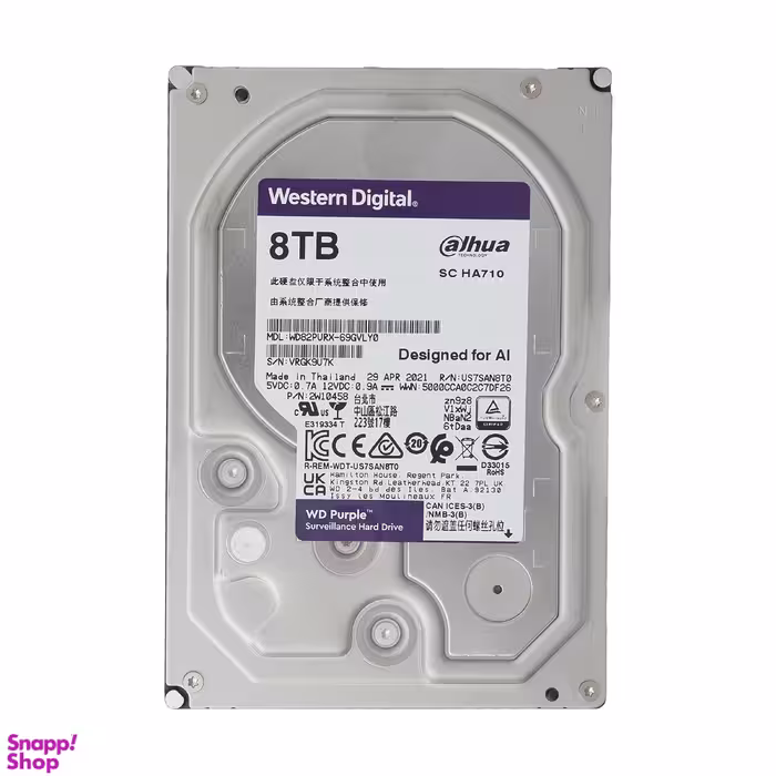 هارددیسک اینترنال وسترن دیجیتال (WD) مدل Purple WD82PURX-69GVLY0 ظرفیت 8 ترابایت