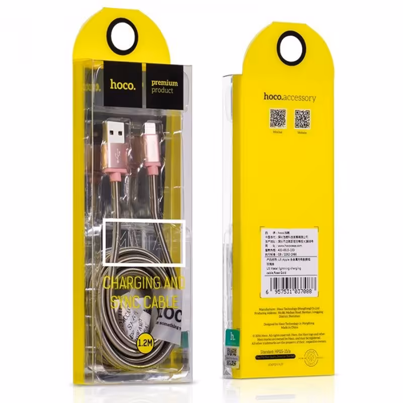 کابل شارژ لایتنینگ هوکو مدل U5.با گارانتی یکساله تعویض با نو پژواک