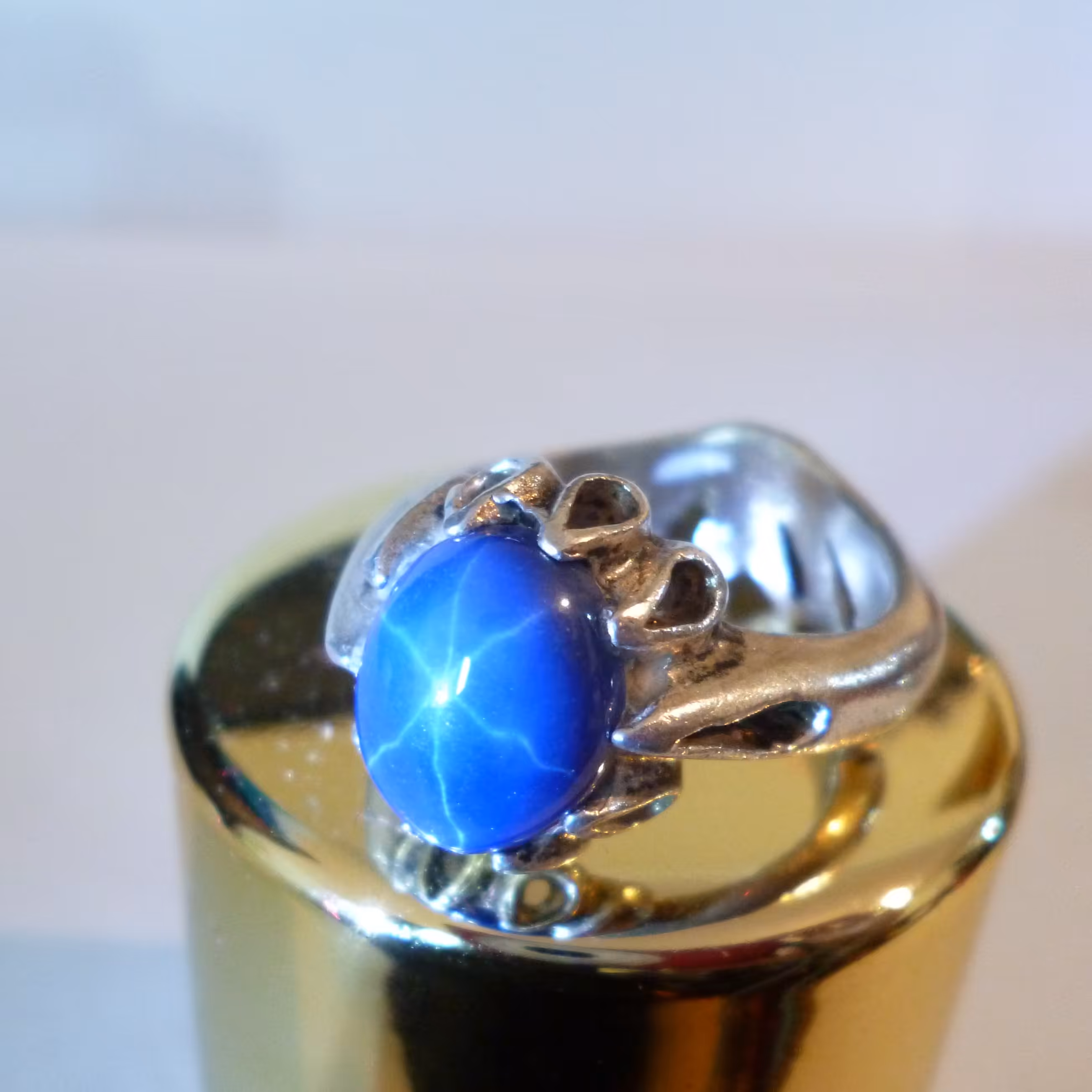 انگشتر نقره مدل یاقوت استار آبی