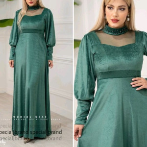 پیراهن مهمانی زنانه مخمل و تور مدل ماهنی