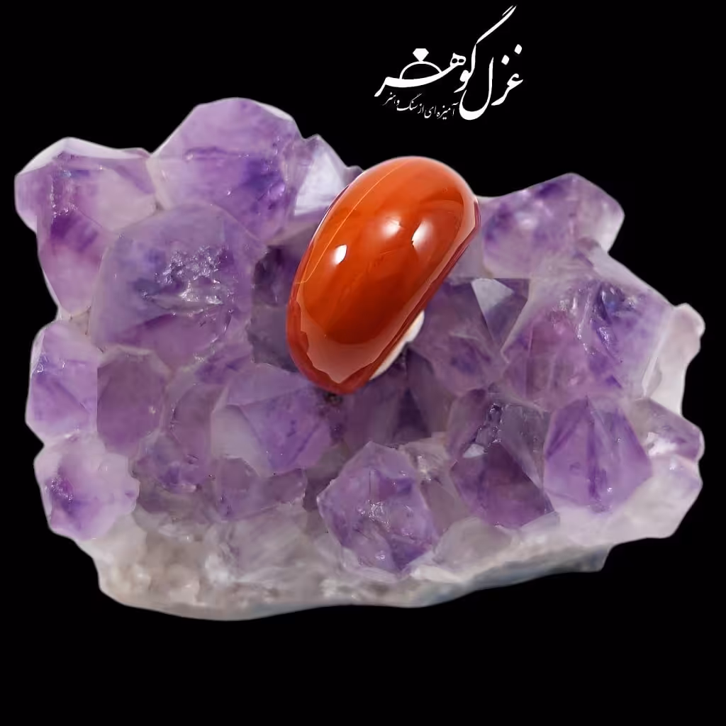 حلقه تمام سنگ عقیق سرخ سلیمانی کد Y 8066