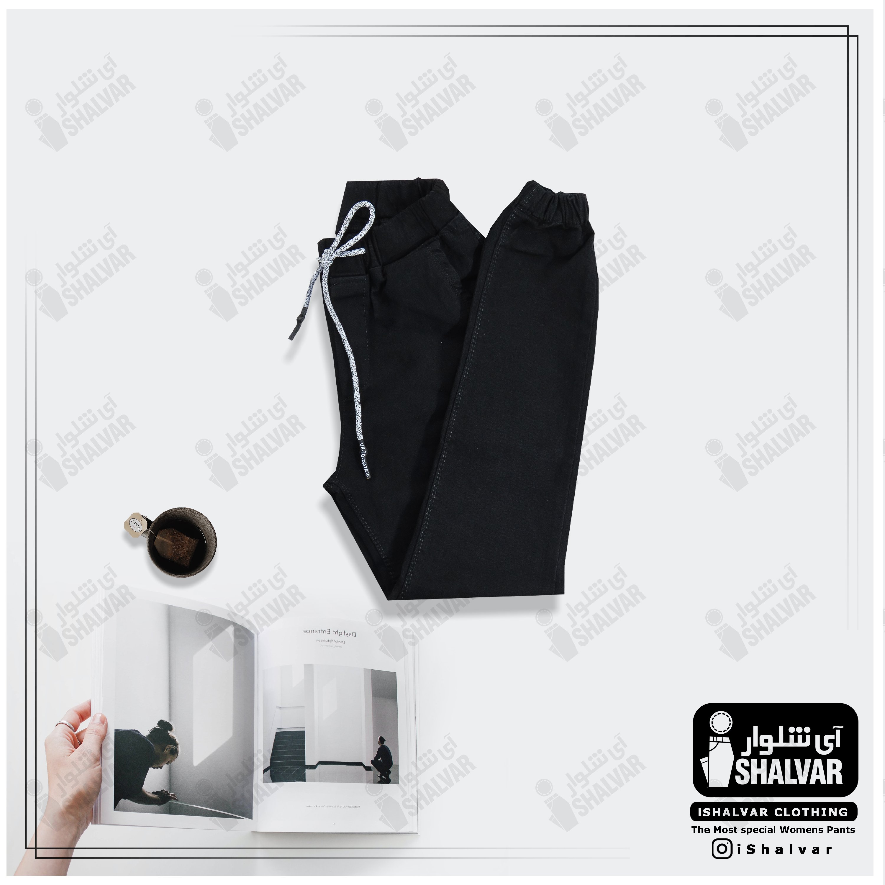 شلوار جین مشکی گتردار دوخت و الگو عالی