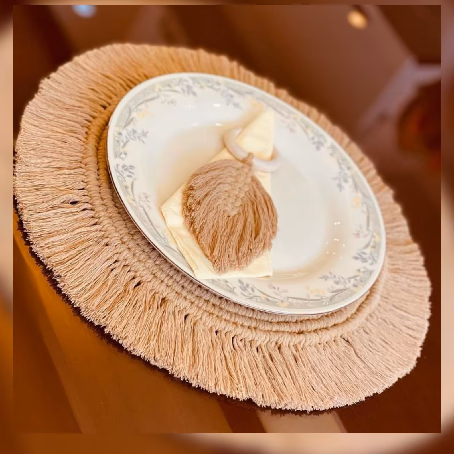 زیر بشقابی مکرومه جزعی و کلی