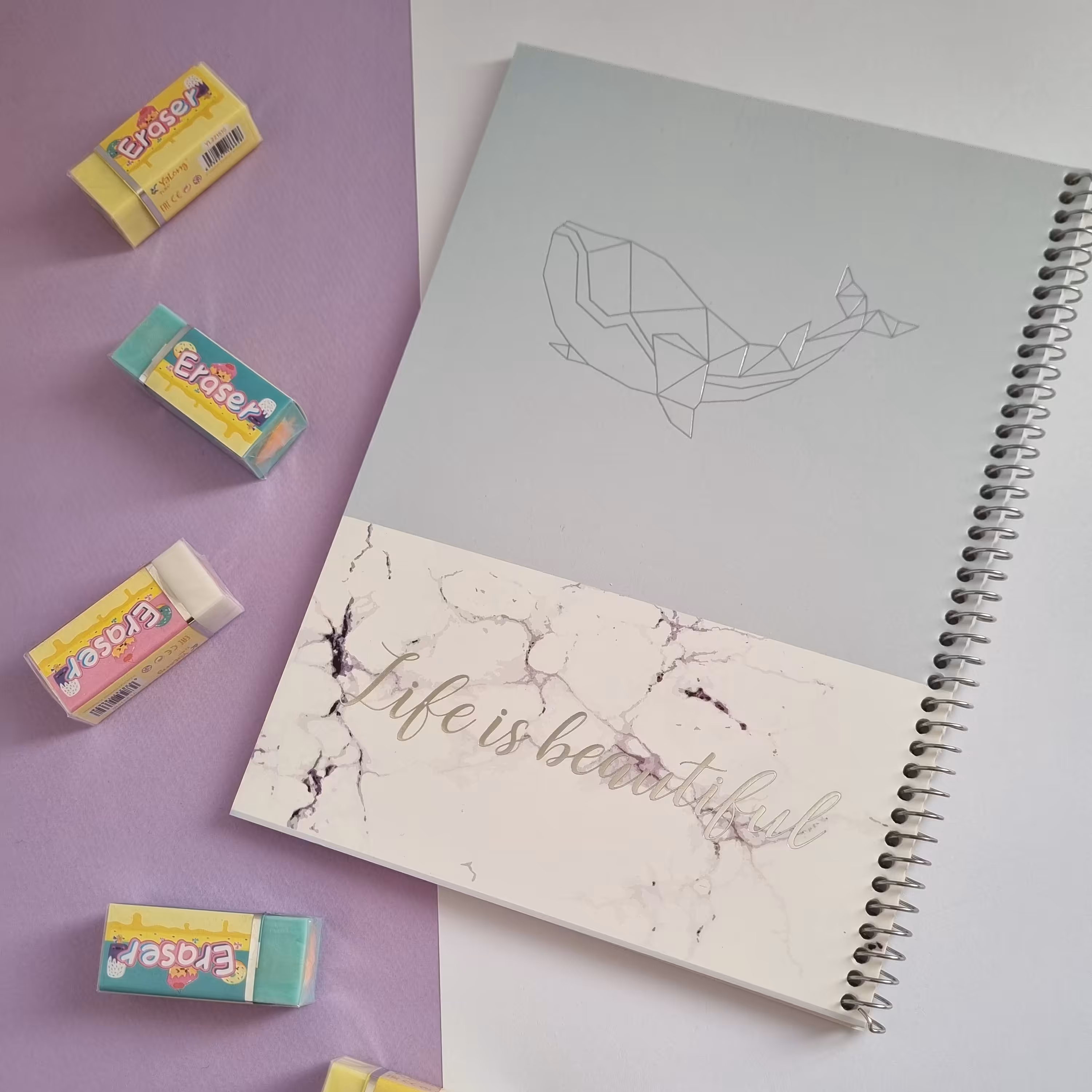 دفتر 80 برگ هلوگرامی نقره کوب طرح پروانه و دلفین