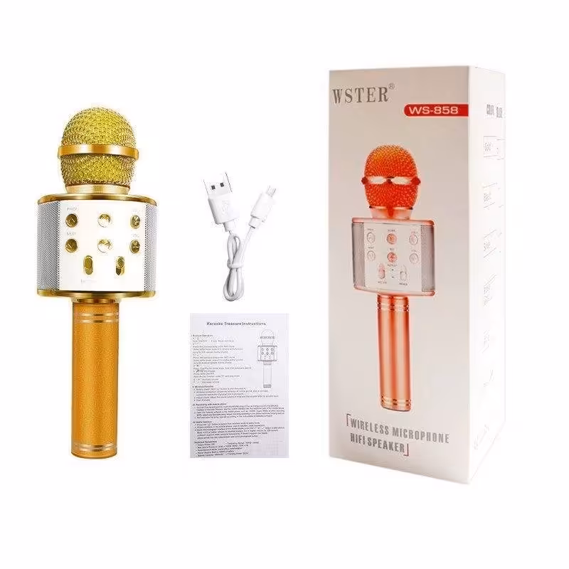 اسپیکر  خوانندگی(میکروفون اسپیکر ) طراحی زیبا و خاص  قابلیت اتصال با بلوتوث ، کارت حافظه ، aux ، فلش یو اس بی