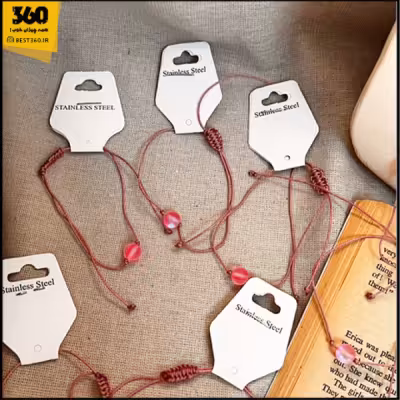 دستبند مینیمال سنگ مون استون صورتی