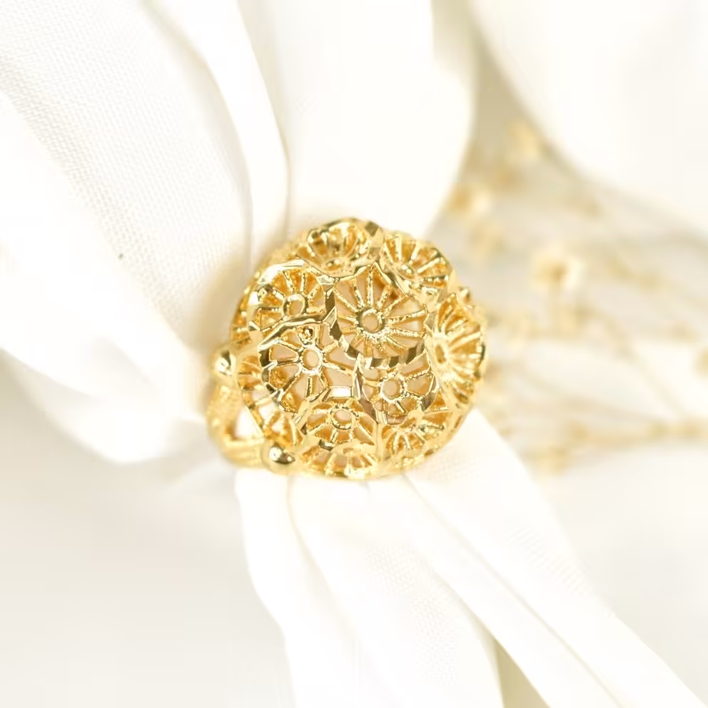 انگشتر طرح گل برجسته طرح طلاکد8165سایز7