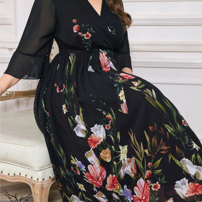 پیراهنمجلسی یقه ضربدری سایزبزرگ9597